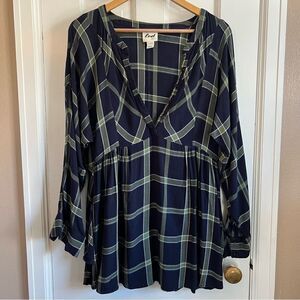 Luxe Essentials Denim Plaid Top